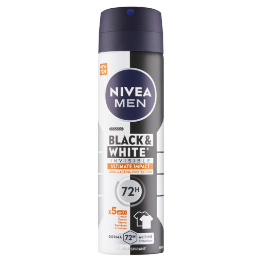 Obrázek z Nivea Men Black & White Invisible Ultimate Impact sprej antiperspirant 150ml 